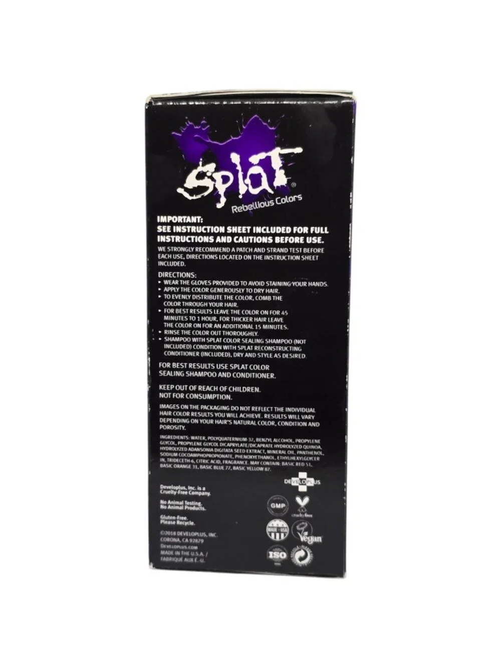 Splat Midnight Violet Hair Color Kit 30 Wash Semi-Permanent No Bleach